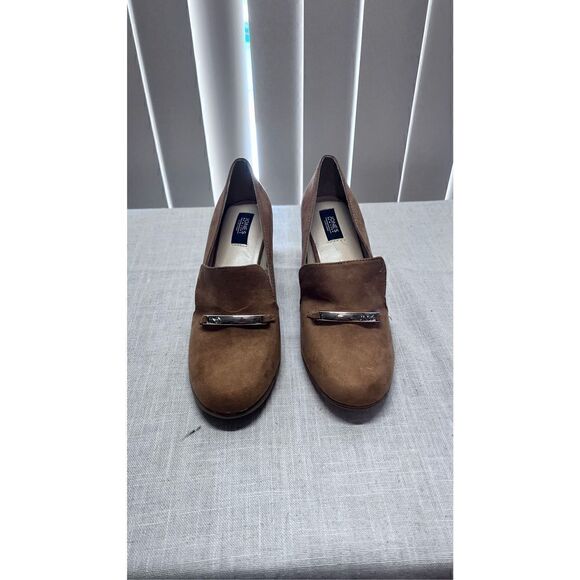 JONES Women's Signature Cypra Loafer Stacked Heel Sandals Brown Size 8.5M - Picture 1 of 13